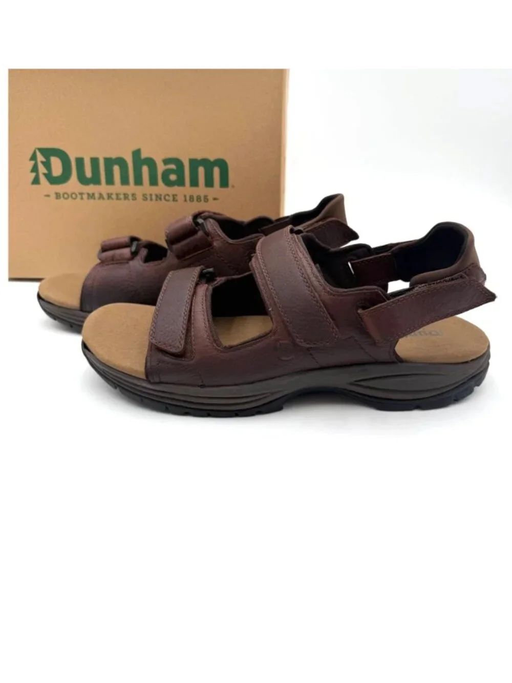 Men's Size 12 4E XWIDE Dunham St. Johnsbury Leather Sandals Brown Waterproof NIB